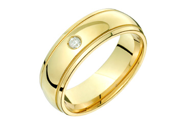 7/100 Carat Diamond 14kt Yellow Gold Wedding Band