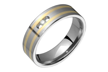 Titanium & 14K Yellow Gold Inlay Ring