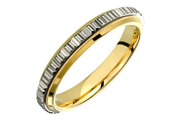 14K Comfort Fit Two-tone Comfort Fit Carved Wedding Band