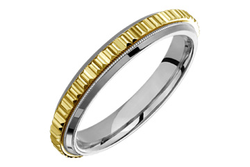 Titanium & 14K Yellow Gold Carved Ring