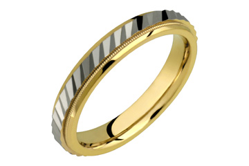 14K Comfort Fit Two-tone Diagonal Cut Wedding Band