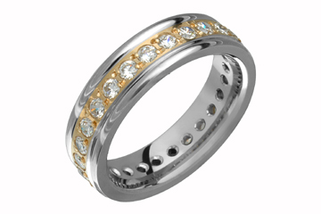 8/10 Carat Titanium and Yellow Gold Diamond Eternity Band