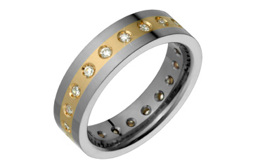 3/5 Carat Diamond Titanium & Yellow Gold Inlay Ring
