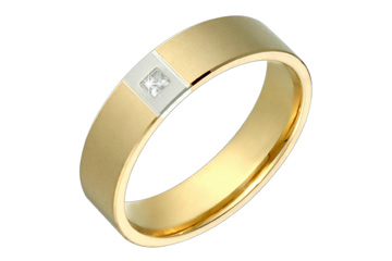 1/20 Carat Yellow and White Gold 14kt Diamond Wedding Band