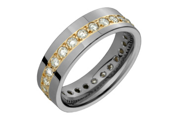 4/5 Carat Diamond Titanium & Yellow Gold Eternity Ring