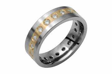 4/10 Carat Diamond Eternity Titanium and Yellow Gold Ring