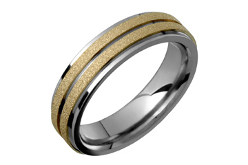 Titanium & 14K Yellow Gold Satin Ring