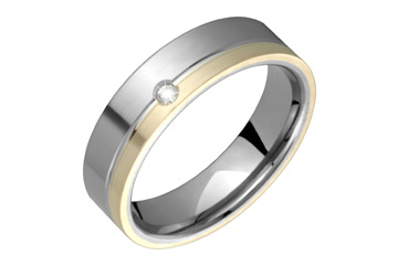 1/33 Carat Diamond Titanium & Yellow Gold Inlay Ring