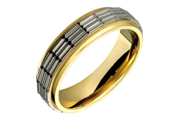 14K Comfort Fit Two-tone Quadruple Pipe Wedding Band
