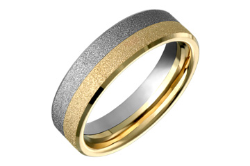 Half Titanium & Half 14K Yellow Gold Satin Ring