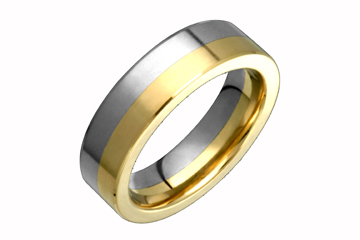 Flat Comfort Fit Half Yellow Gold and Half Titanium Ring