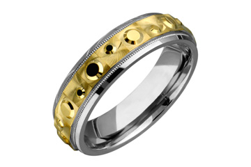 14kt Carved Two-Tone Wedding Band