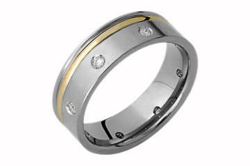 4/25 Carat Titanium and Yellow Gold Diamond Band
