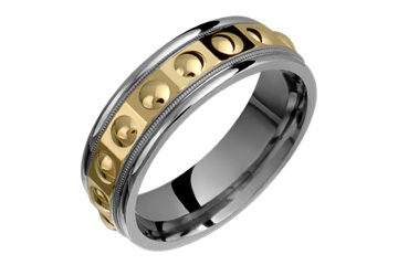 Titanium & 14K Yellow Gold Circular Designed Ring