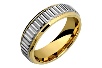 14K Flat Comfort Fit Pipe Design Wedding Band