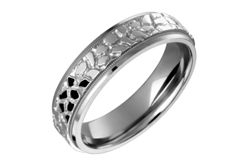 Titanium & 14K White Gold Pave Designed Ring