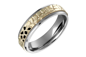 Titanium & 14K Yellow Gold Paved Designed Ring