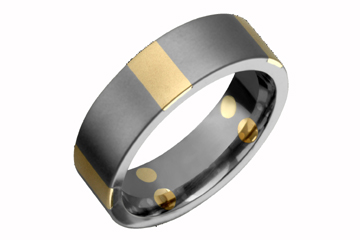 Flat Comfort Fit Titanium Band with Rectangular Yellow Gold Inlay