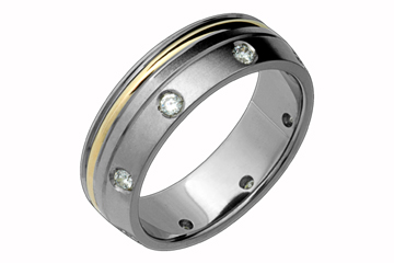 6/25 Carat Titanium and Yellow Gold Diamond Eternity Band