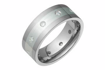 1/4 Carat White Gold and Titanium Diamond Eternity Band