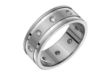 1/5 Carat Diamond Titanium & White Gold 14K Inlay Ring