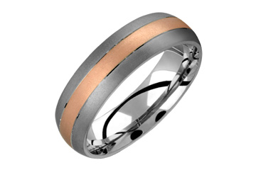 Titanium & 14K Pink Gold Inlay Ring