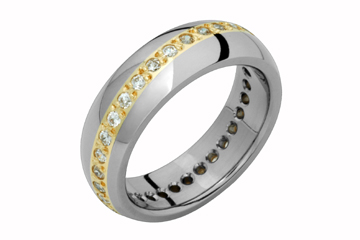 12/25 Carat Titanium and Yellow Gold Eternity Diamond Band