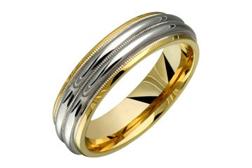 Titanium and 14kt Yellow Gold Double Dome Wedding Band