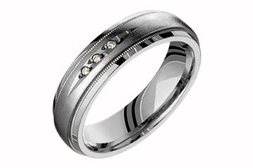 3/100 Carat Titanium and White Gold Diamond Wedding Band