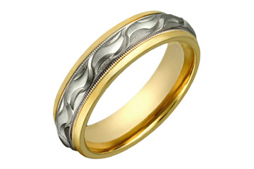 14K Comfort Fit Yellow and White gold Wedding Band with Swivel Design