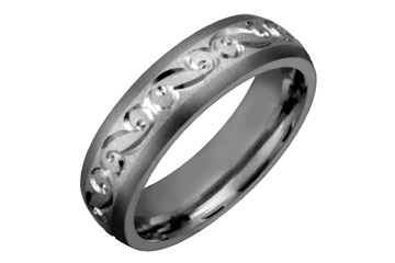 Titanium & 14K White Gold Inlayed Celtic Design Ring