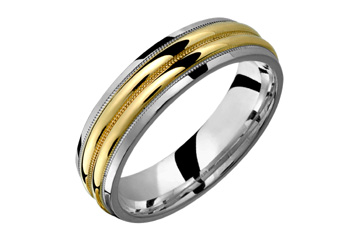 14kt Two-Tone Double Radius Wedding Band