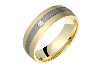 2/25 Carat Diamond Titanium & 14K Yellow Gold Ring