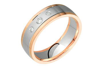 1/10 Carat Pink and White Gold Diamond Wedding Band
