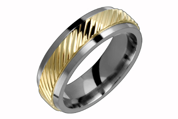 Titanium & 14K Yellow Gold Angled Motif