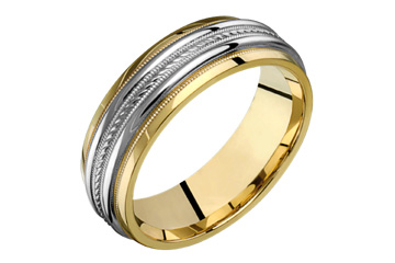 14kt Yellow and White Gold Rope Chain Pattern Wedding Band