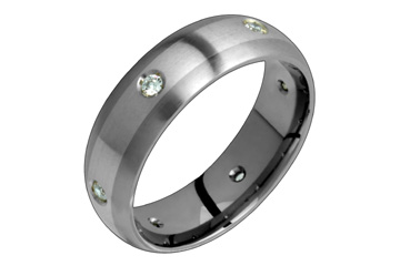 3/20 Carat Diamond Titanium & 14K White Gold Inlay Ring