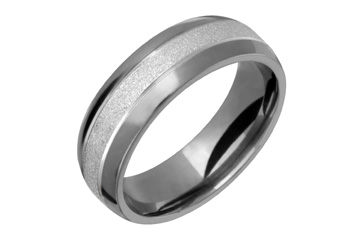 Titanium & 14K White Gold Satin Inlay Ring