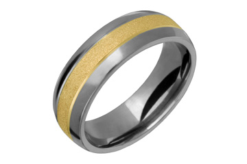 Titanium & 14K Yellow Gold Satin Inlay Ring