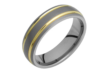 Titanium Ring With 14K Yellow Gold Grooves