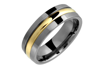 Titanium Ring With 14K Yellow Center