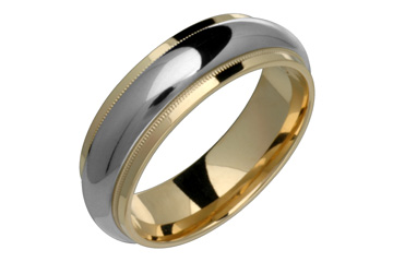 Domed Comfort Fit Titanium & 14K Yellow Gold Ring