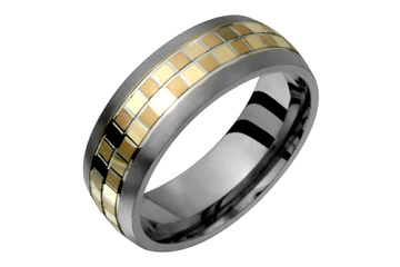 Titanium & 14K Multihued Yellow Gold patched Design Ring