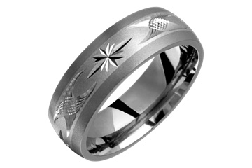 Titanium & 14K White Gold Starlight Design Ring