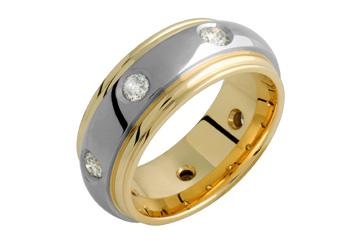 1/2 Carat Diamond Titanium & 14K Yellow Gold Ring