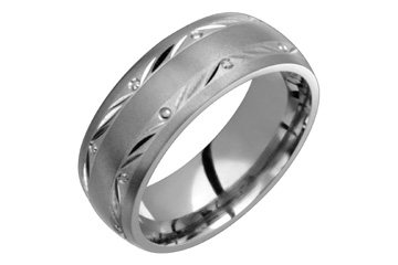 Titanium & 14K White Gold Carved Ring