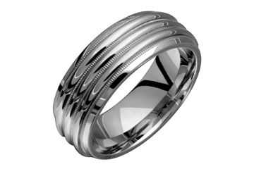 14kt White Gold Triple Radius Wedding Band