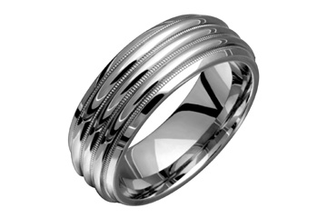 Titanium & 14K White Gold Triple Radius Carving