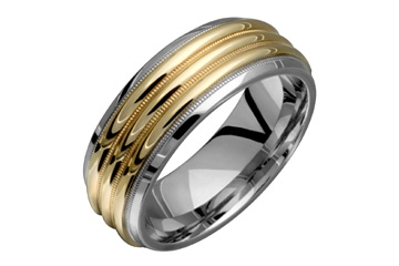 Titanium & 14K Yellow Gold Triple Radius Carving