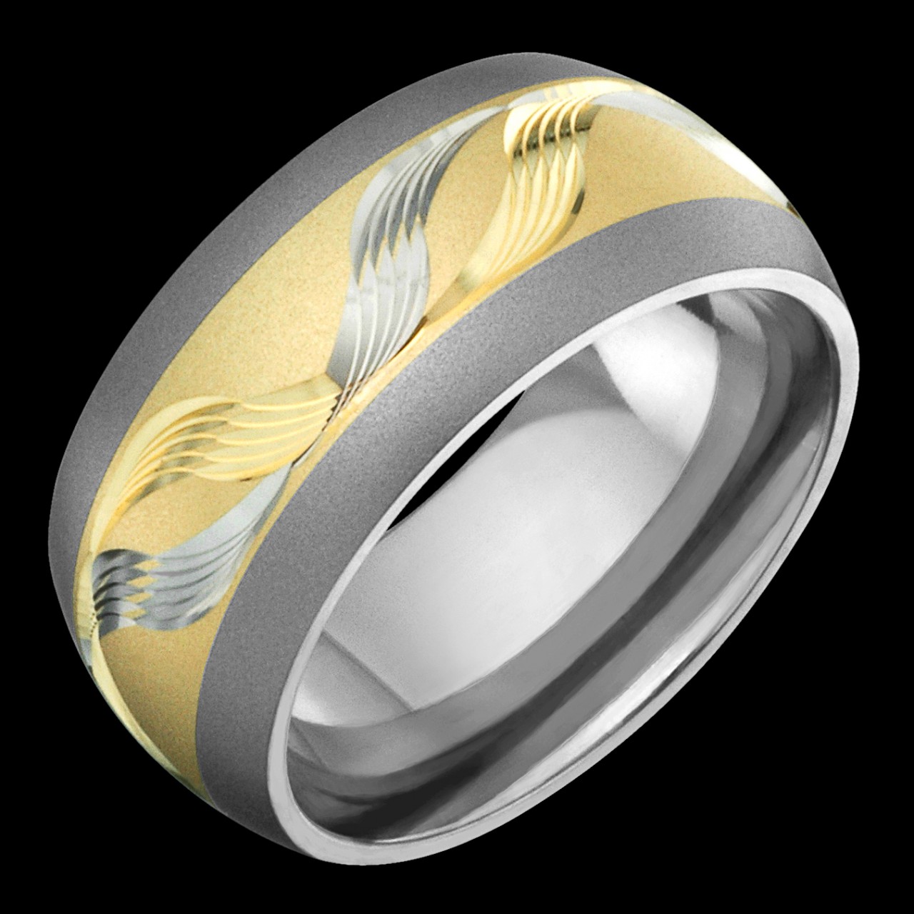Titanium and 14kt Yellow Gold Wave Carving